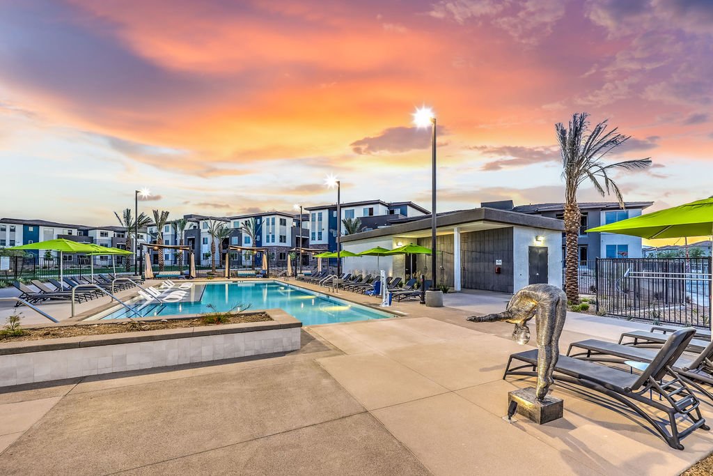Pool at sunset